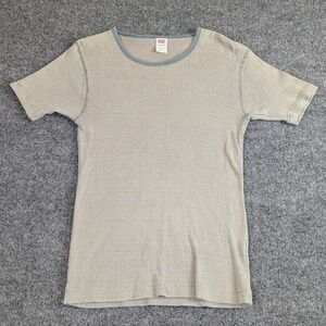 Vintage Levis Authentic Jeanswear Thermal Shirt Mens Large Grey Stripe USA Made